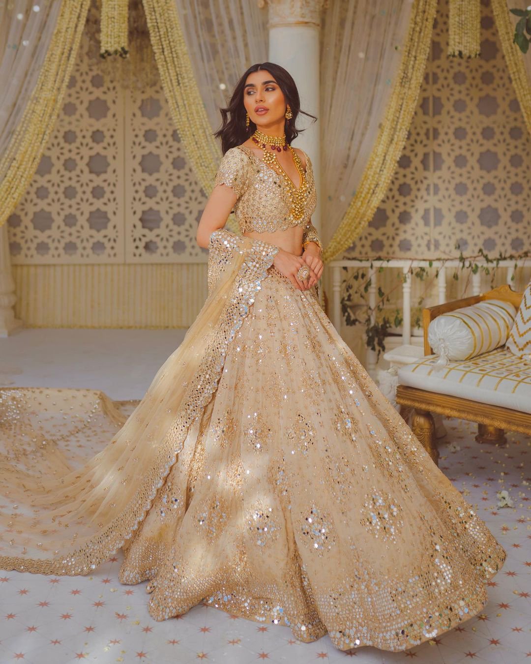 indian wedding dresses gold sequins abhinavmishra