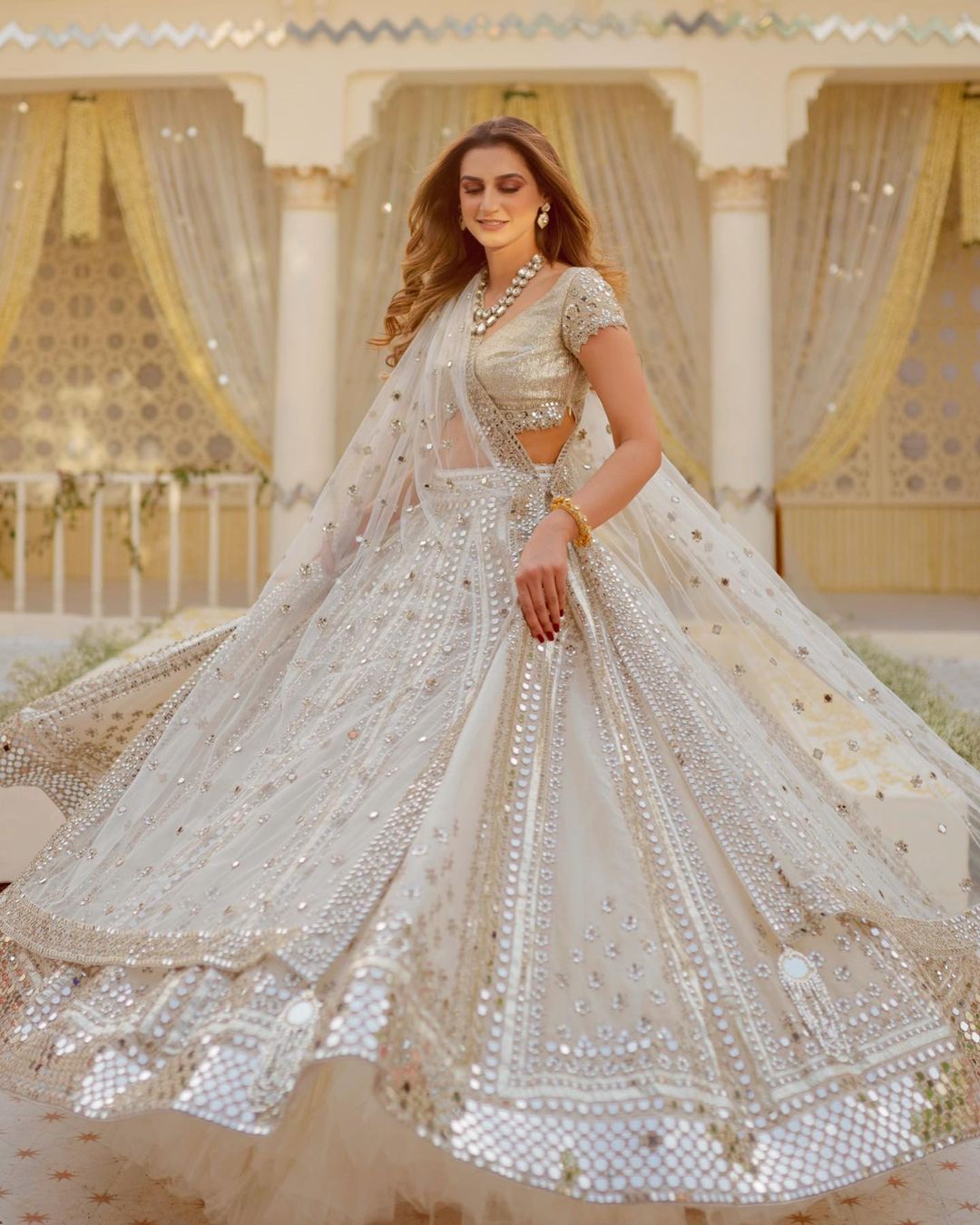indian wedding dresses silver sequins white abhinavmishra
