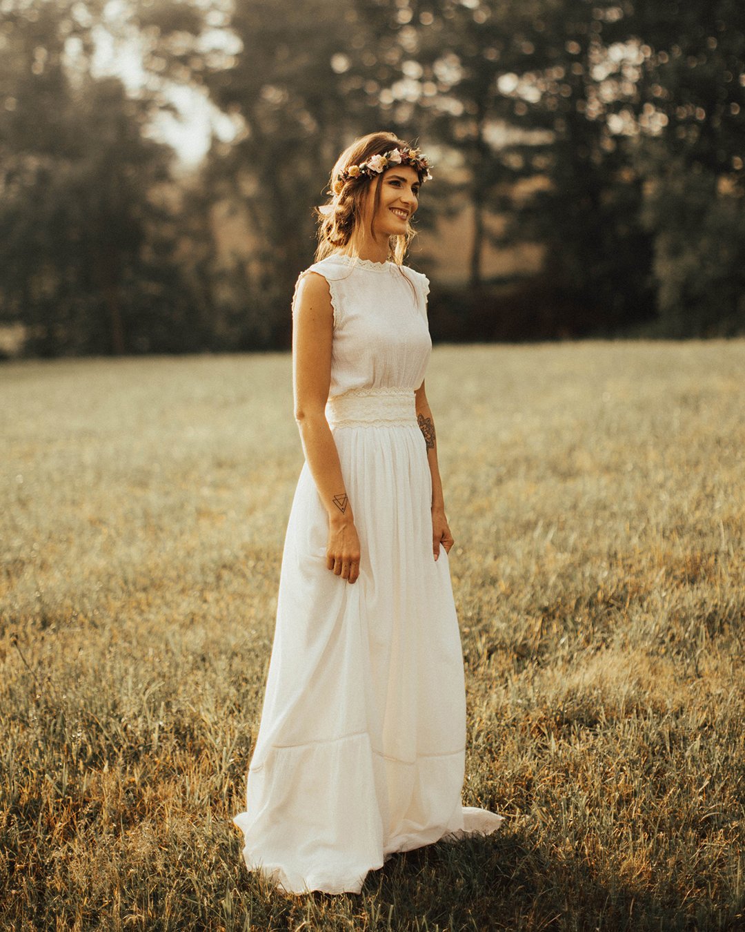 boho modest wedding dress