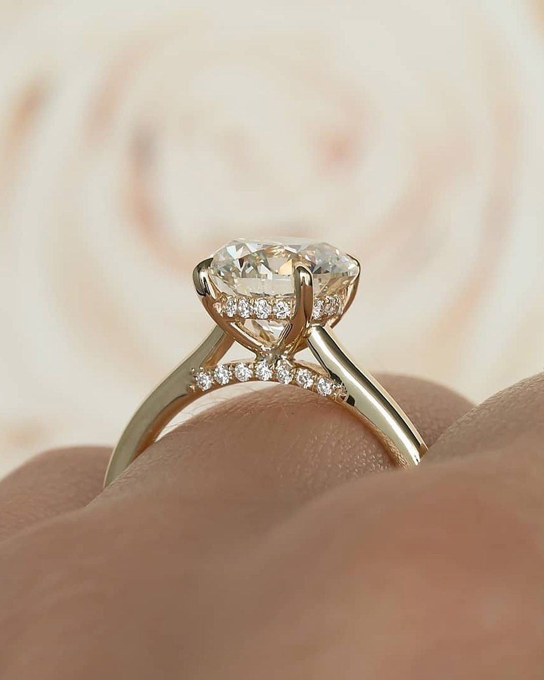 ring trends gold cathedral setting diamond solitaire
