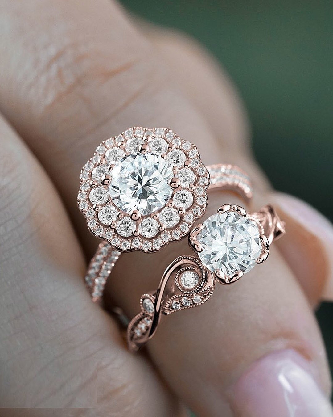 ring trends rose gold floral diamond rings
