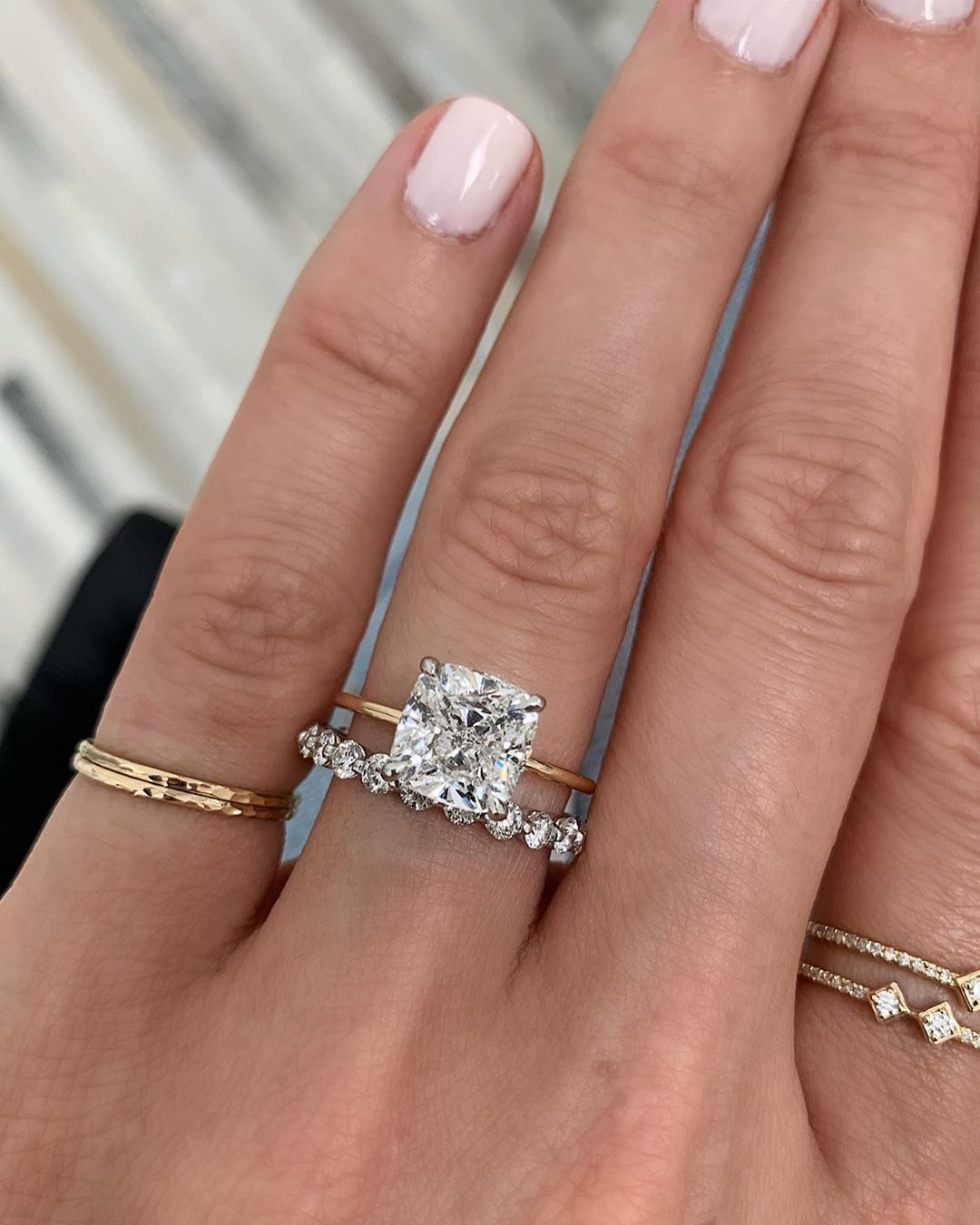 Sale Cushion Cut Ring With Wedding Band In Stock