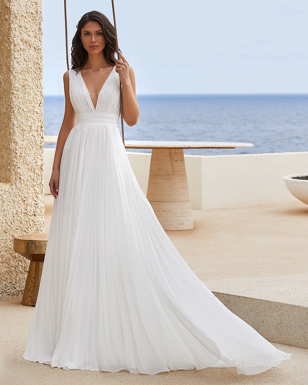 simple wedding dresses a line greek style v neckline pronovias