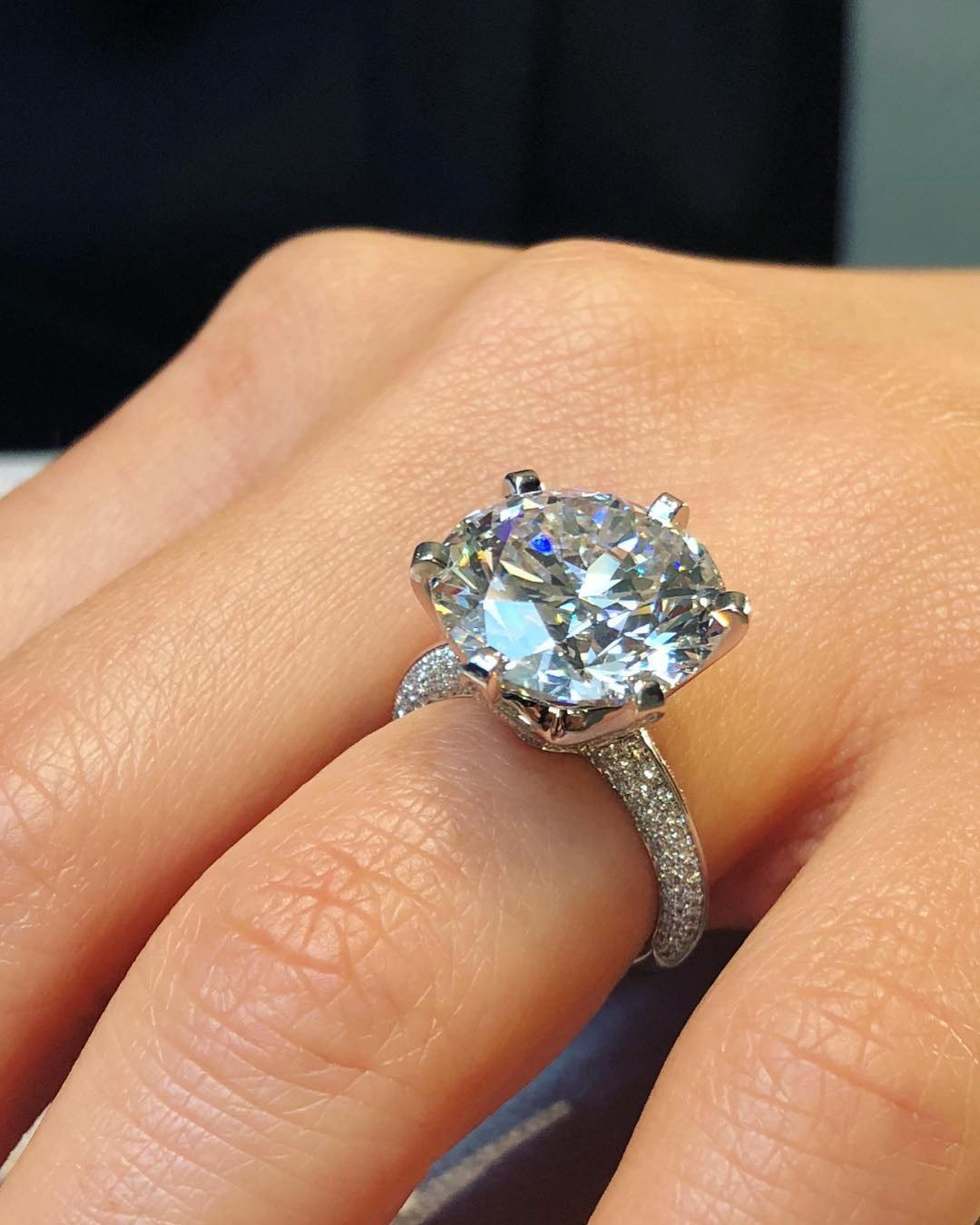 tiffany engagement ring on finger