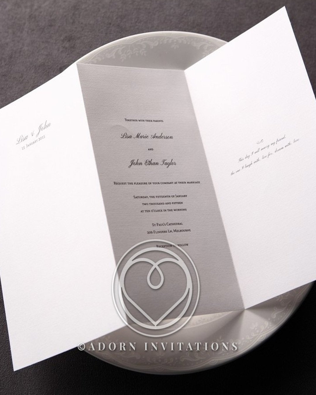 wedding invitation wording quote date time white reception