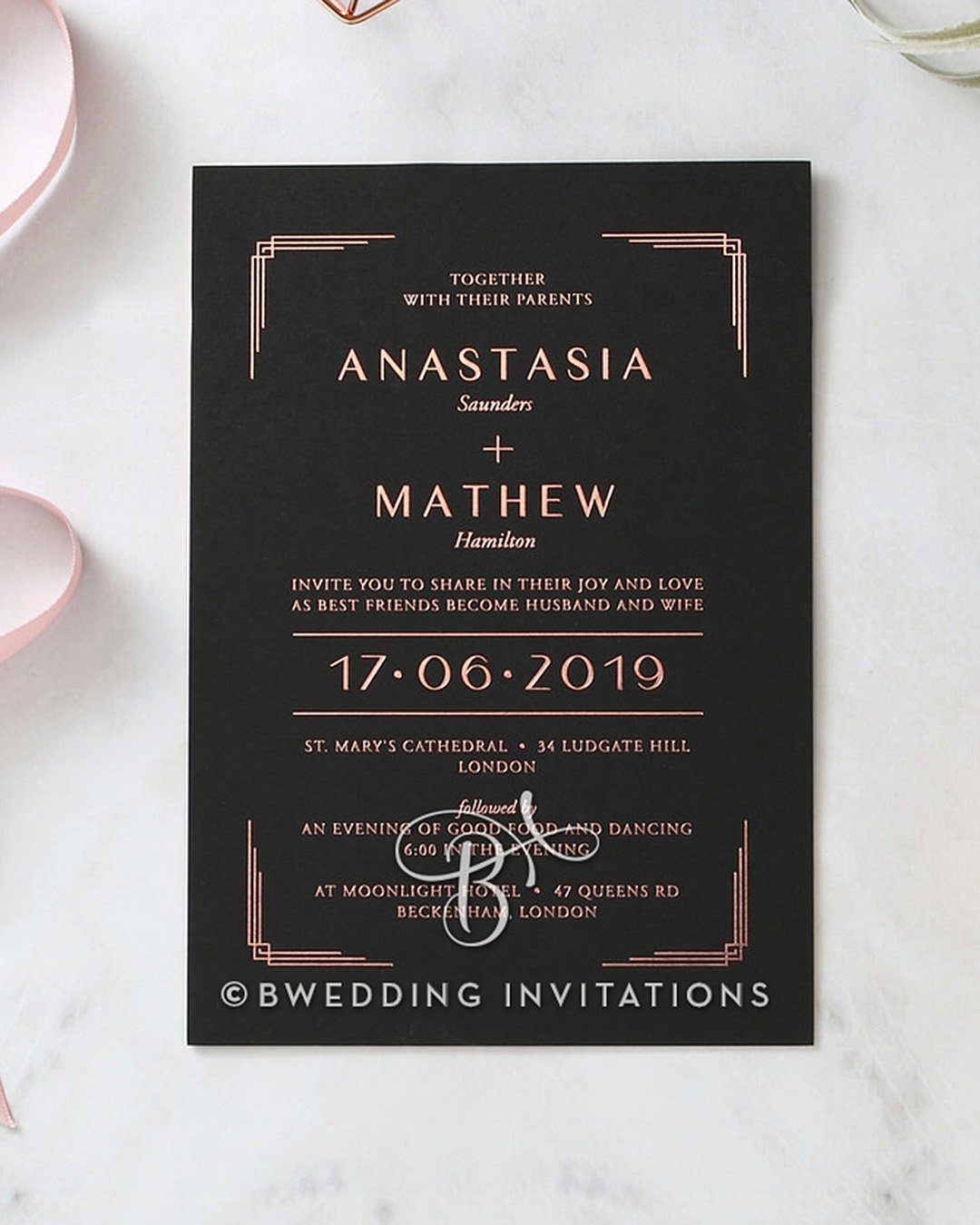 wedding invitation wording religious luxury black card