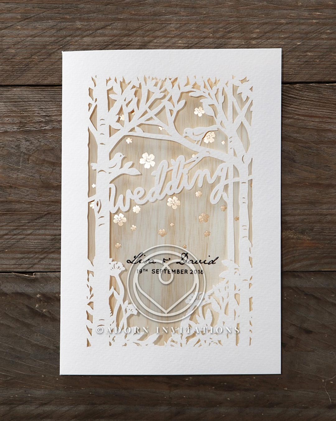 wedding invitation wording white casual tree art