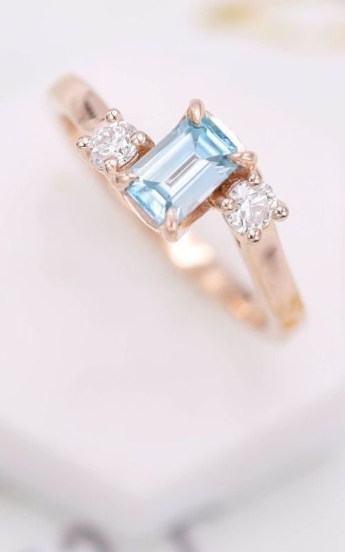 Platinum and 18K Rose Gold Emerald Cut Diamond Engagement Ring Setting –  Long's Jewelers