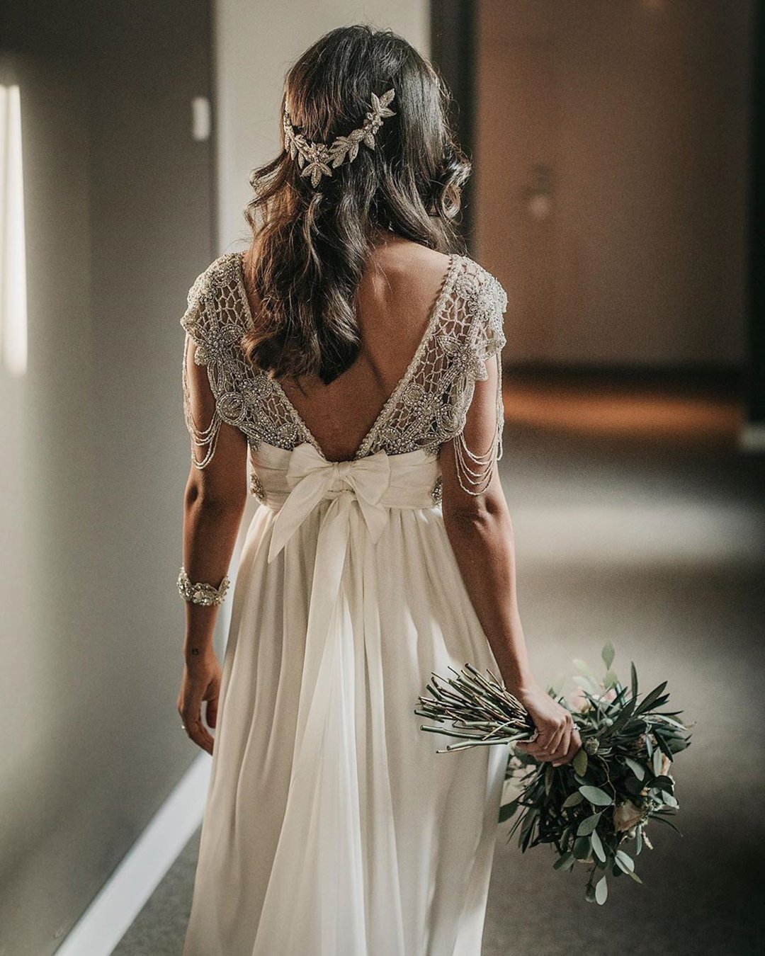 bridal dresses vintage open back with bow anna campbell