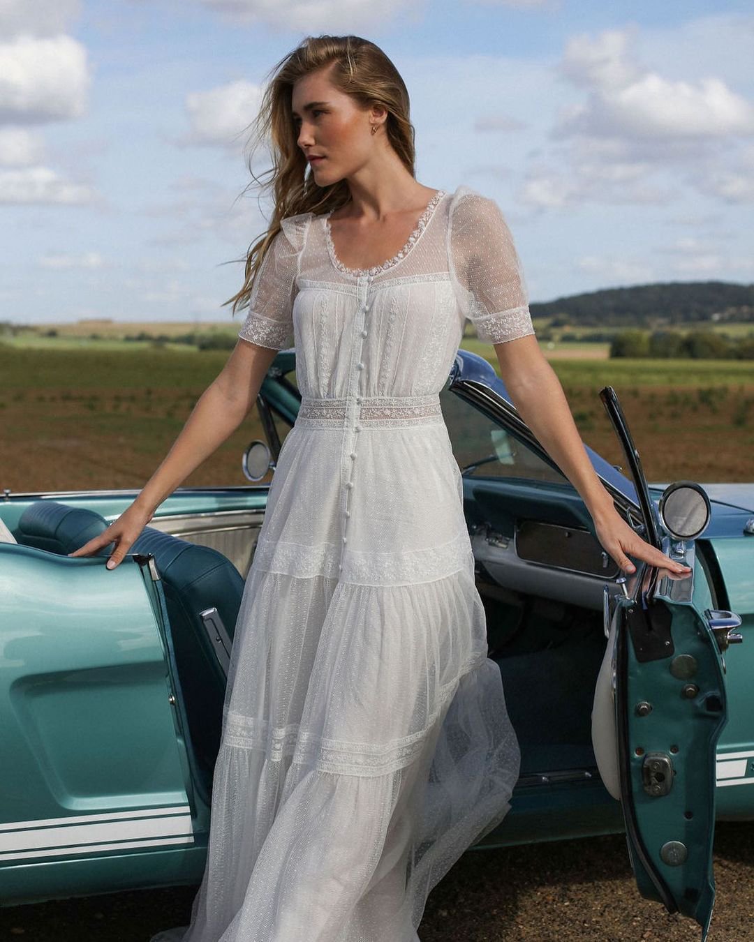casual wedding dresses a line with cap sleeves lace boho marielaportecreatrice