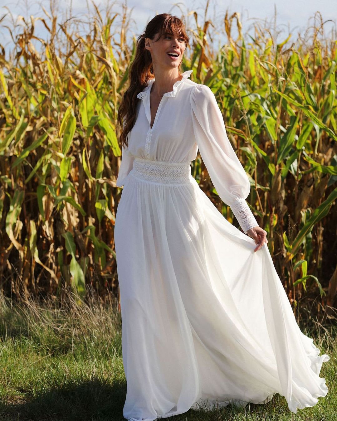 casual wedding dresses simple with long sleeves country marielaportecreatrice