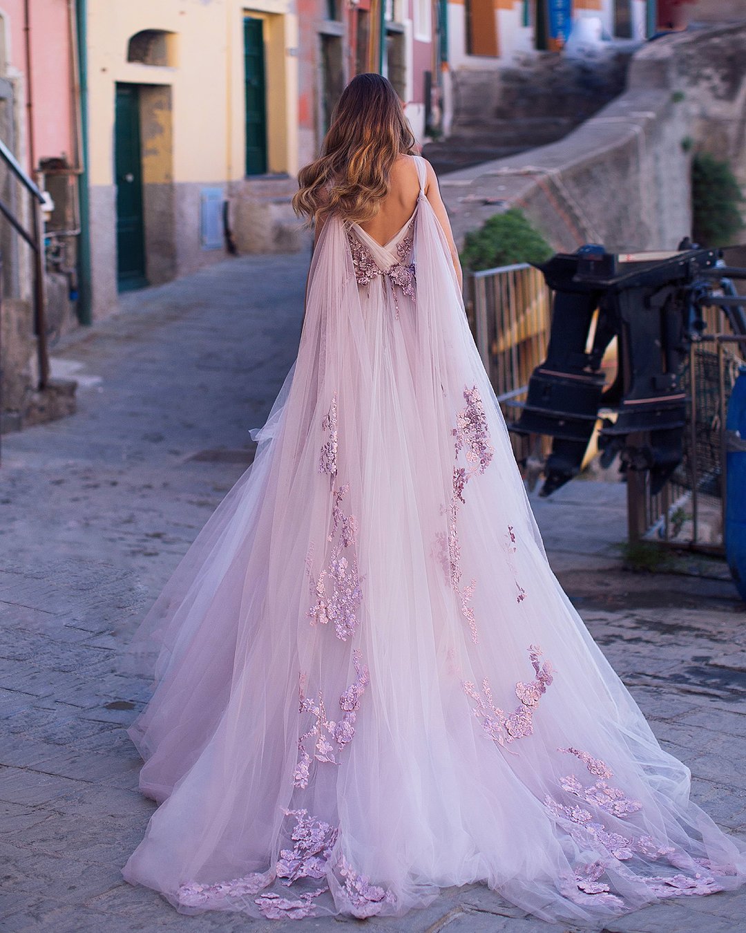 disney wedding dresses ball gown with cape purple ange etoiles