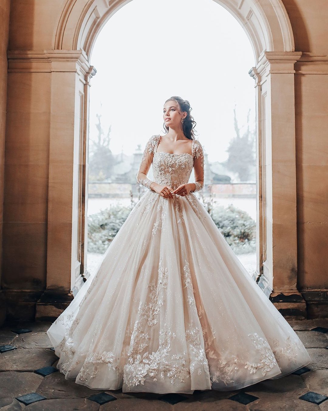 disney wedding dresses ball gown with long sleeves belle allure