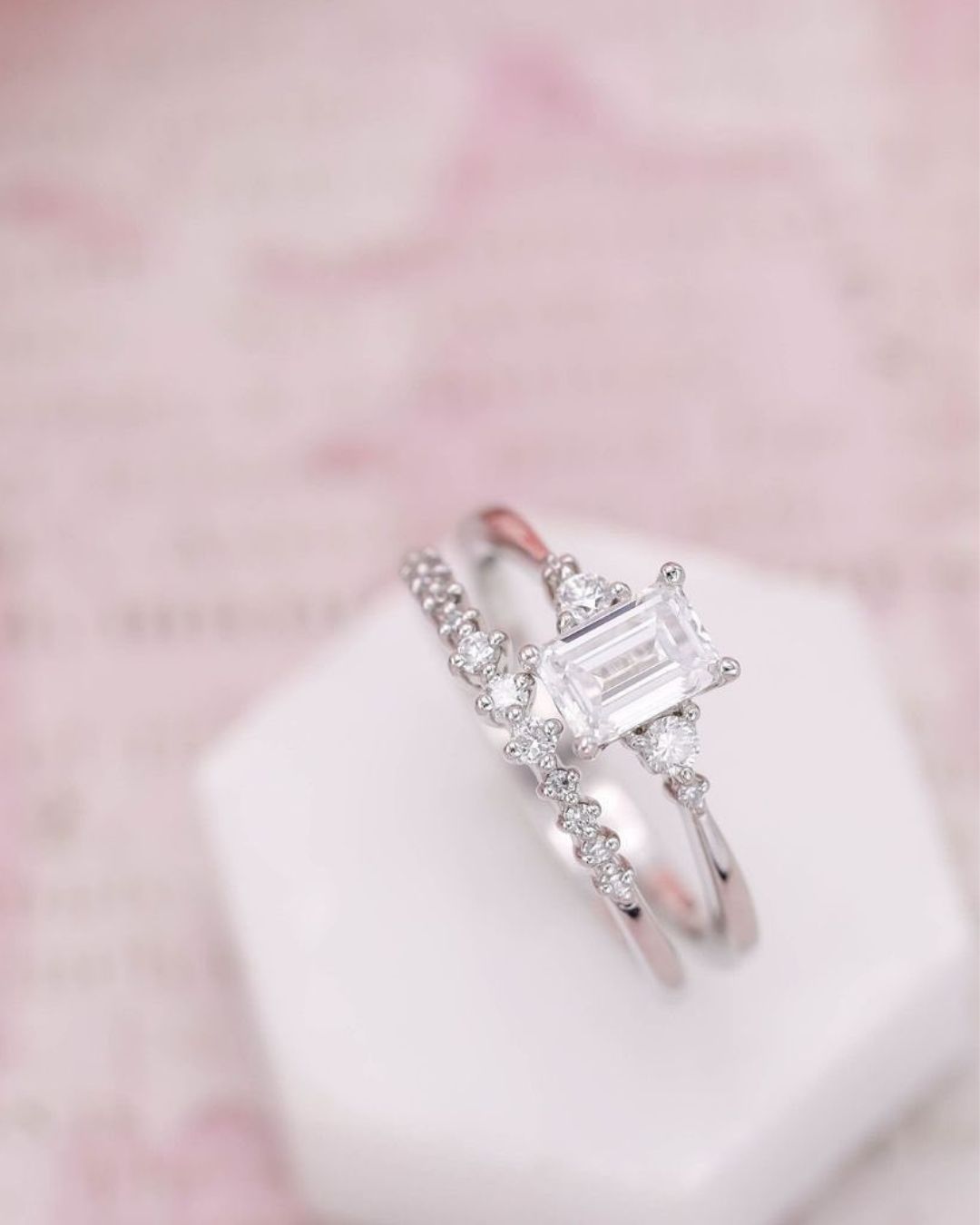 emerald cut engagement rings bridal sets