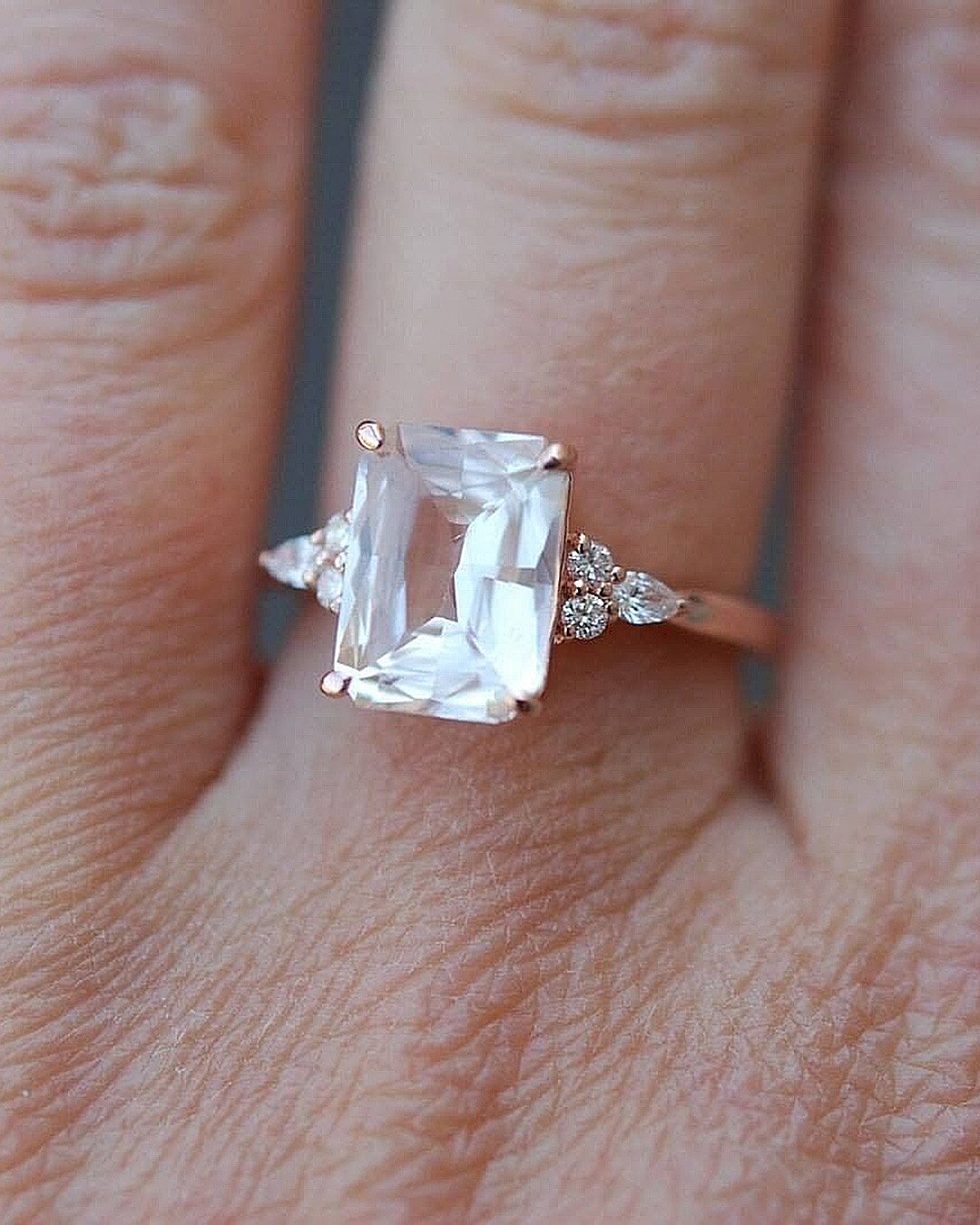 emerald cut engagement rings sapphire solitaire rose gold