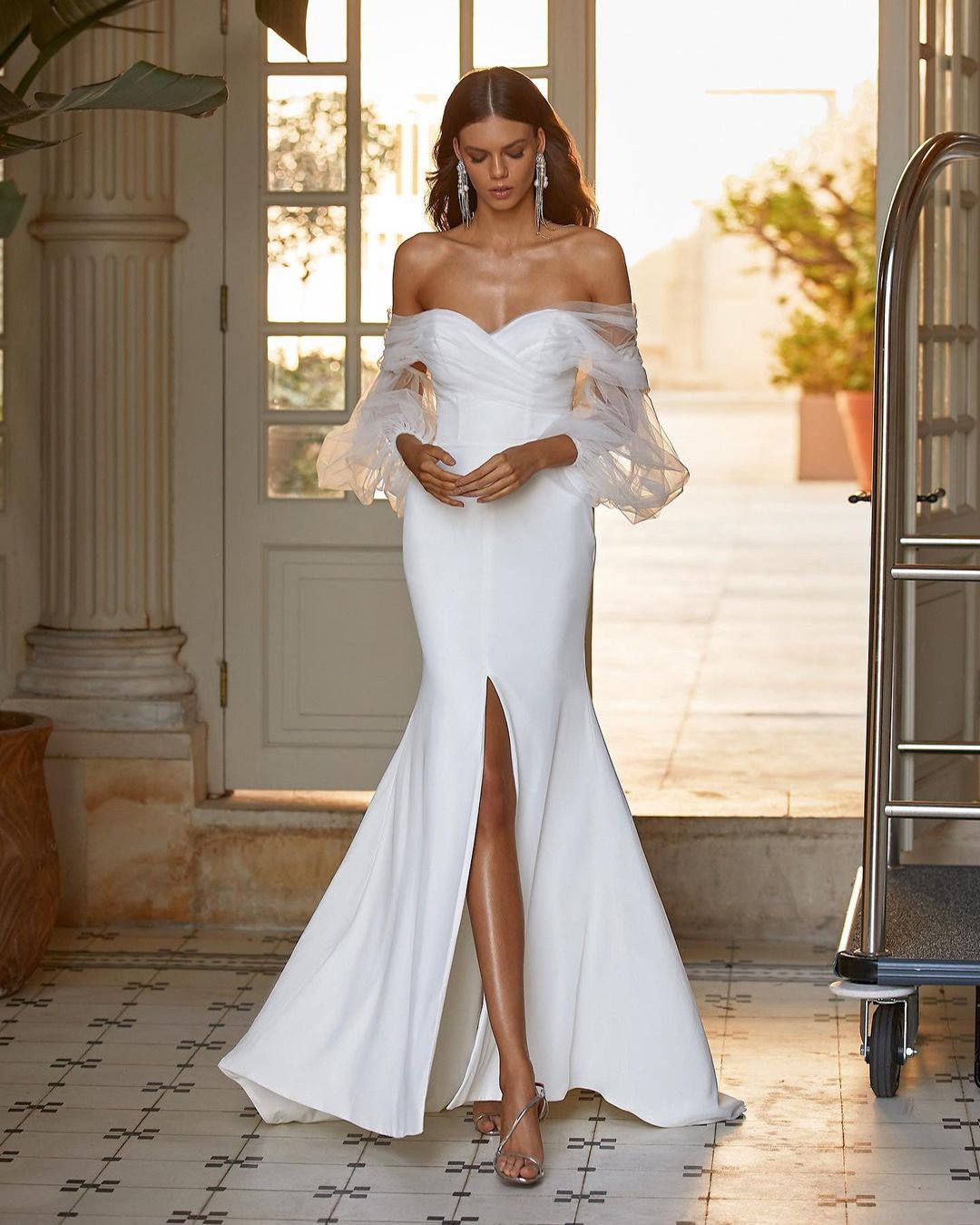 fashion forward wedding dresses simple of the shoulder with sleeves millanova