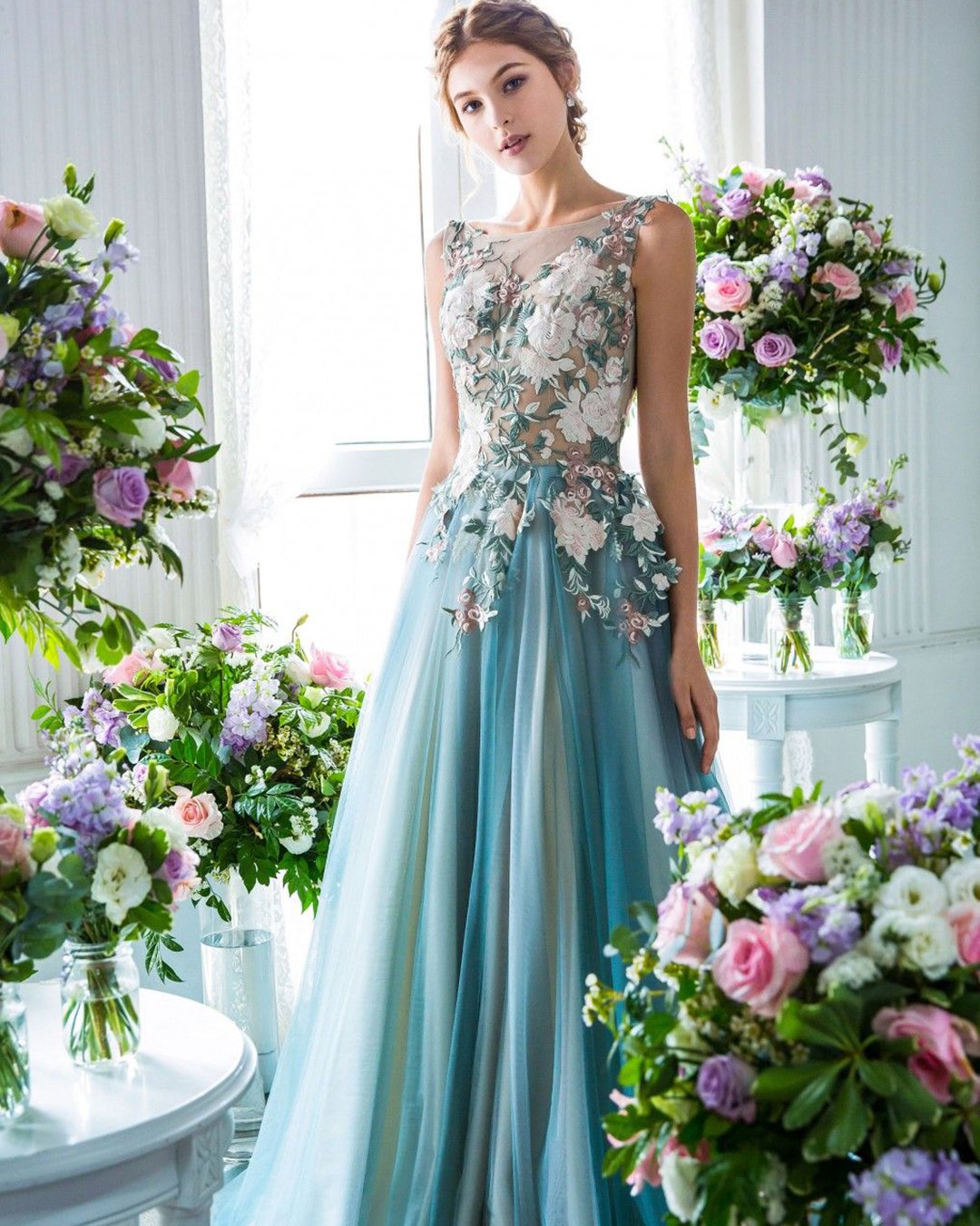floral wedding dresses a line 3d floral blue rara avis