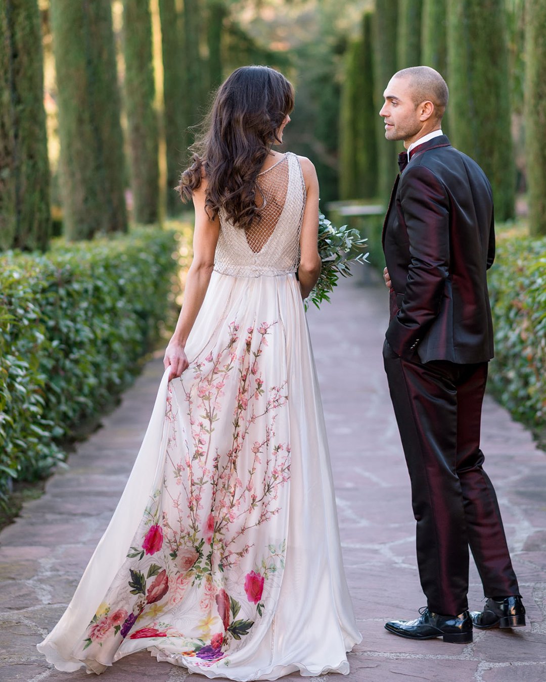 floral wedding dresses with color