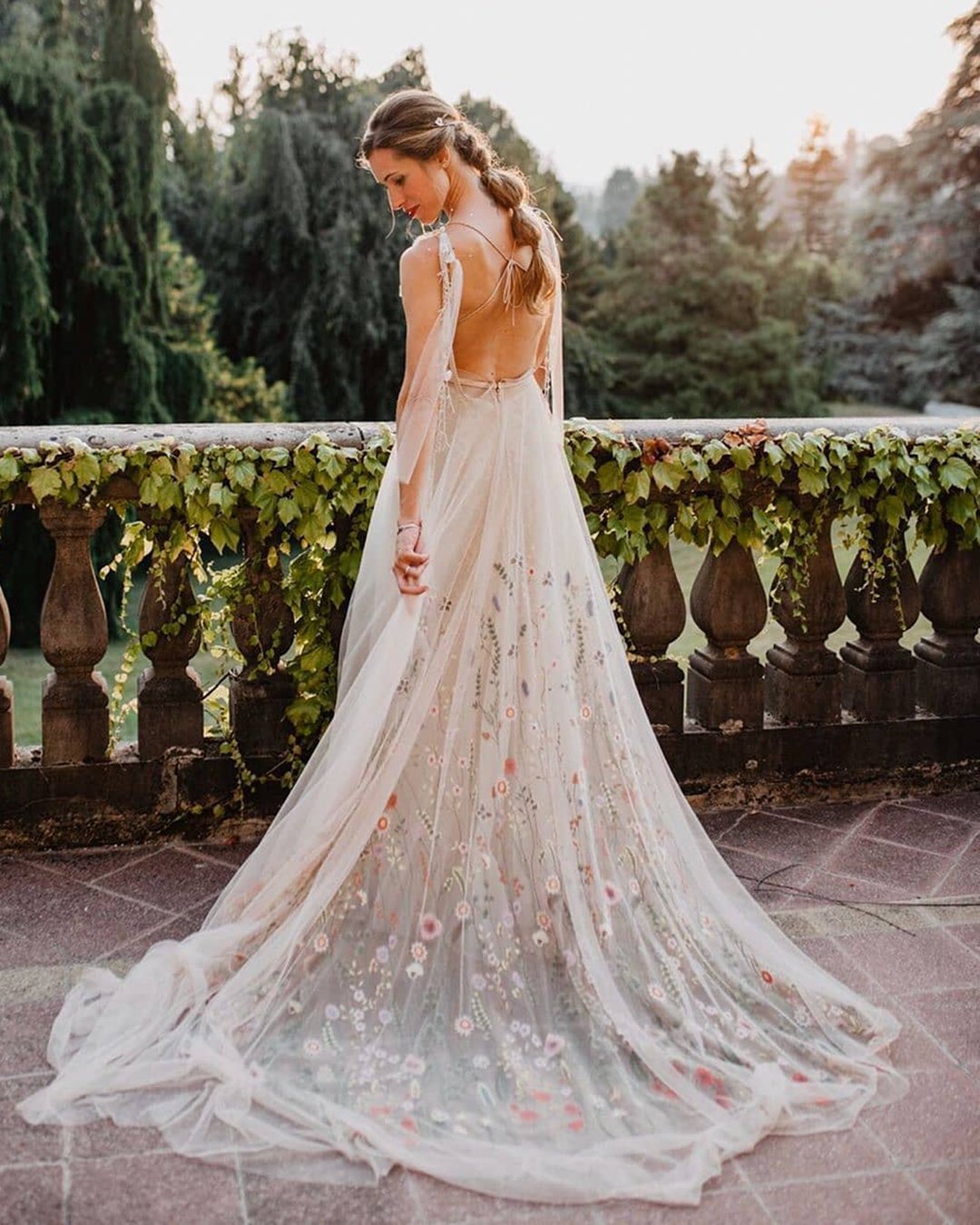 floral wedding dresses a line bohemian rustic open back rossellaputinophotographer
