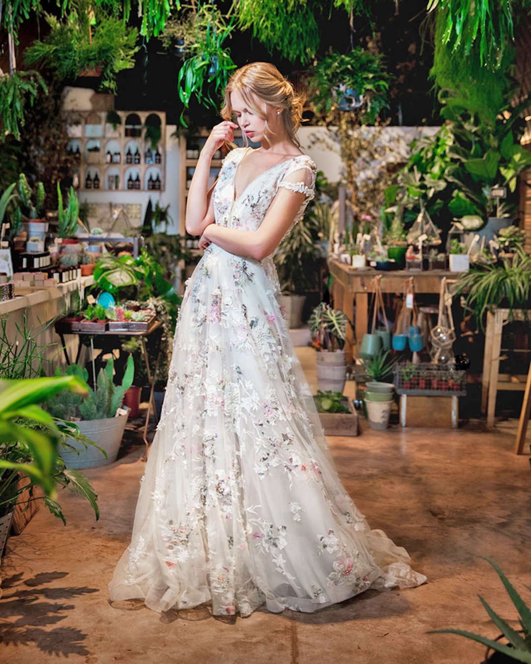 floral wedding dresses a line with cap sleeves savin london