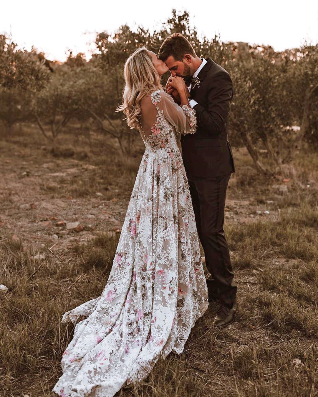 floral wedding dresses a line with sleeves bohemian white ayeh kphotography