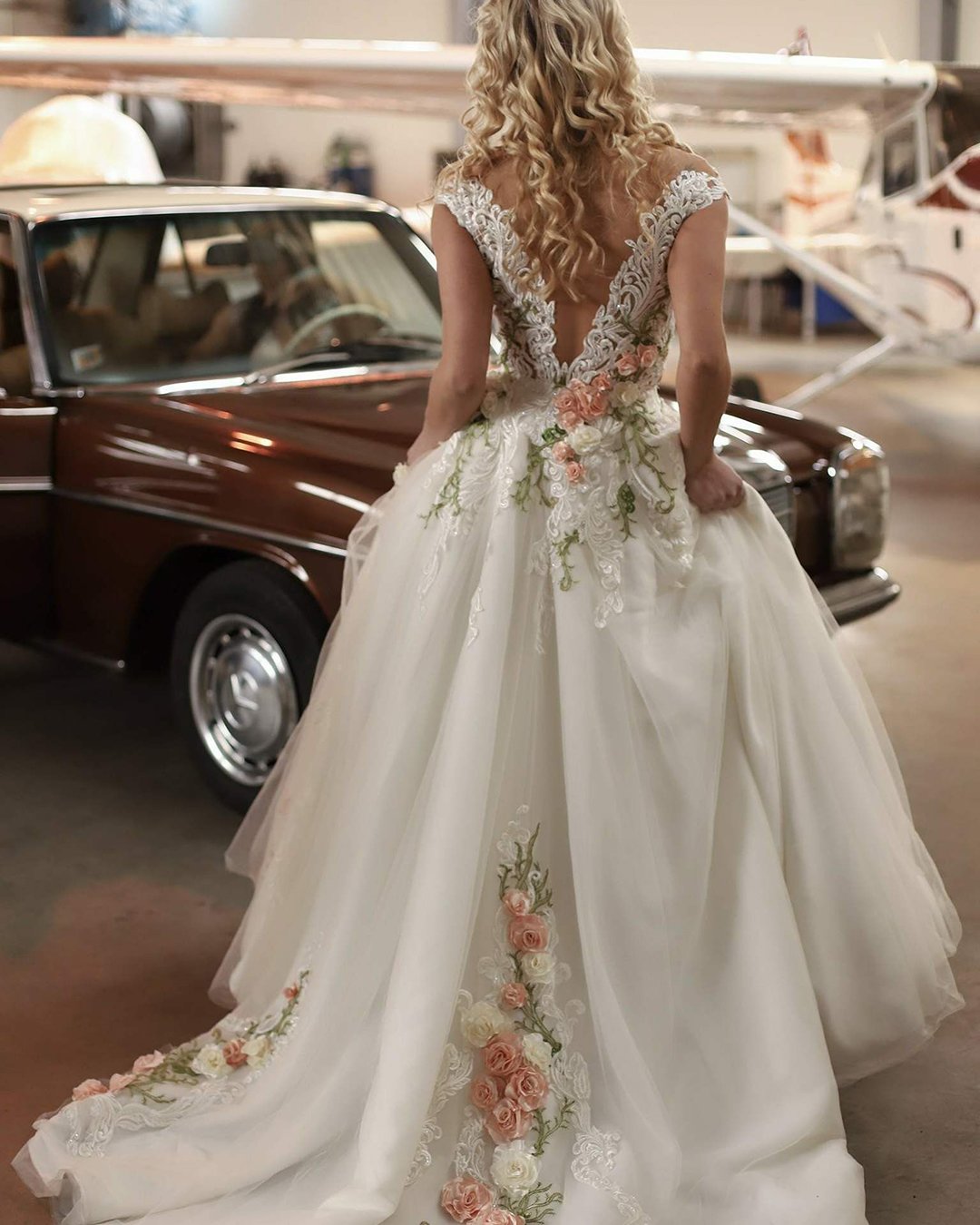 floral wedding dresses ball gown v back with 3d embellishment inga ezergale