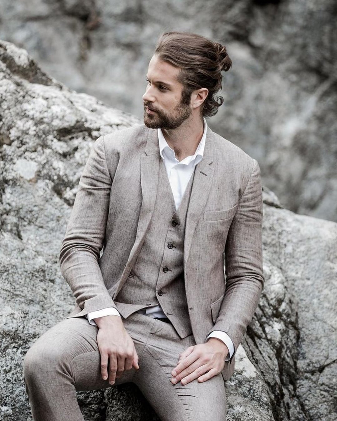 groom attire grey with vest jacket linneo