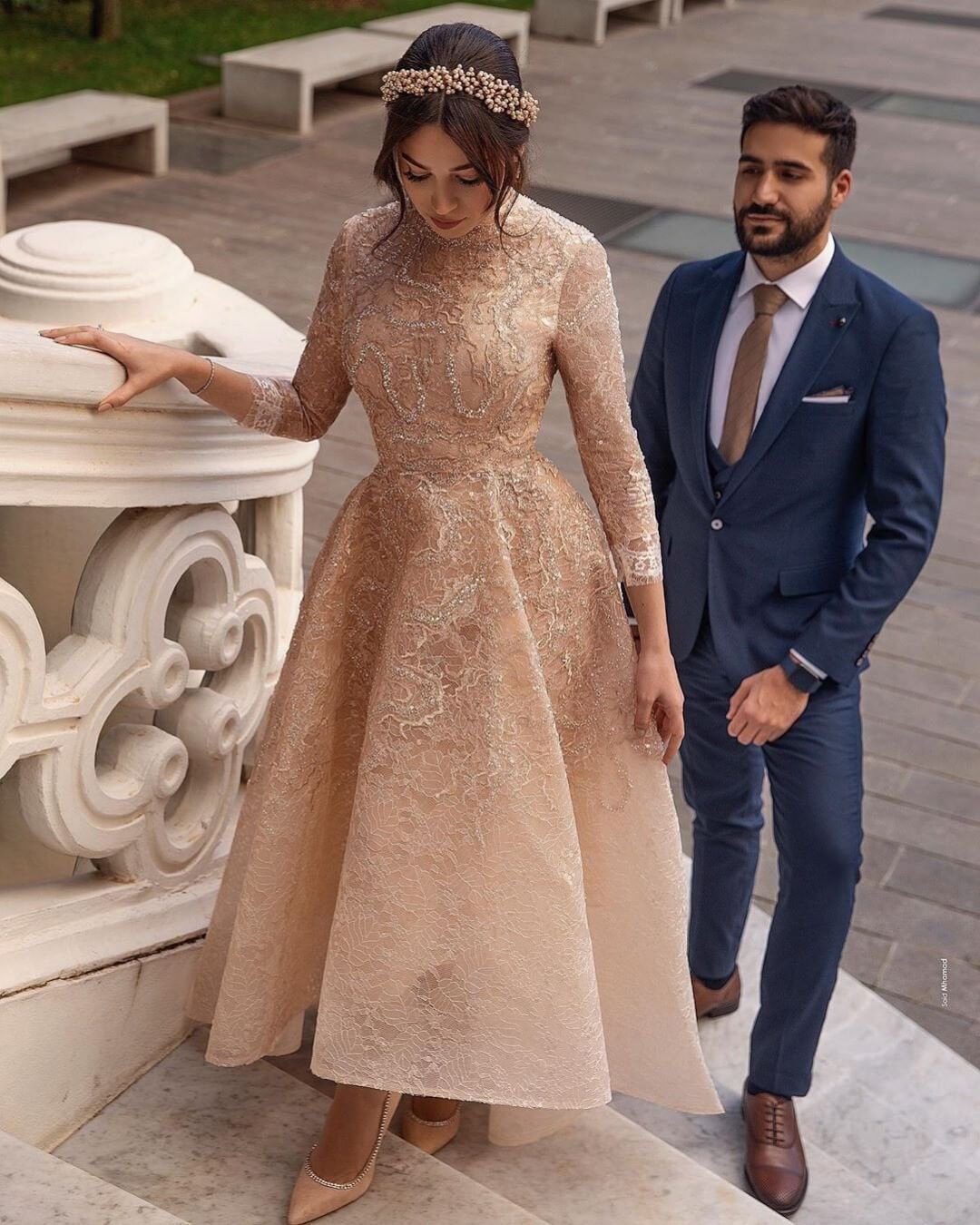 high low wedding dresses with long sleeves lace saidmhamadofficial