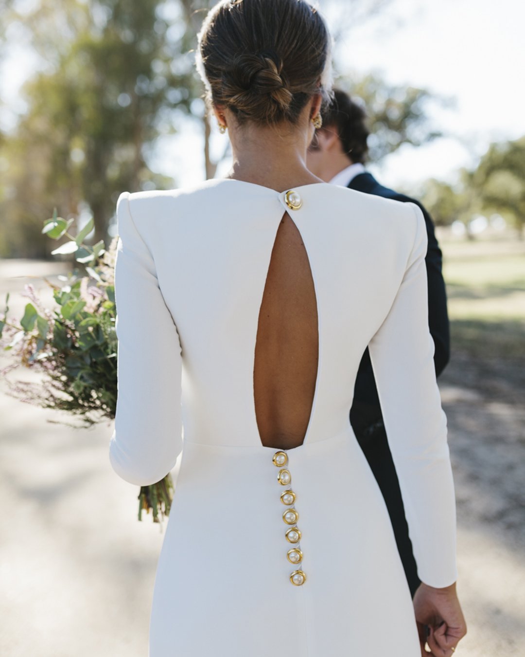long sleeve open back dresses