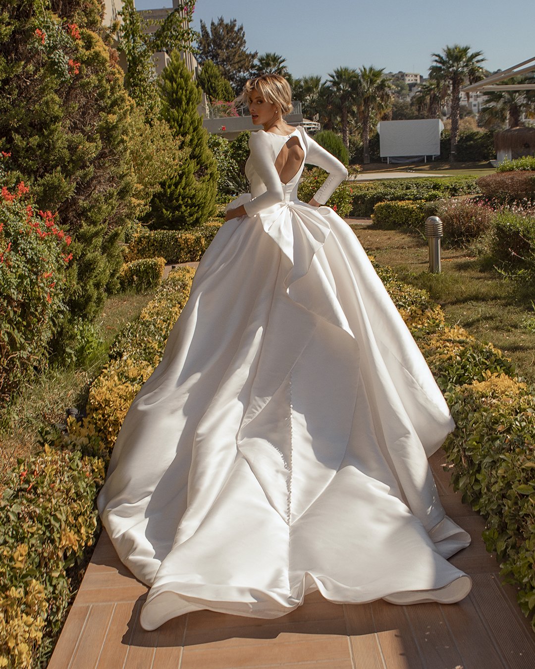 long back wedding gown