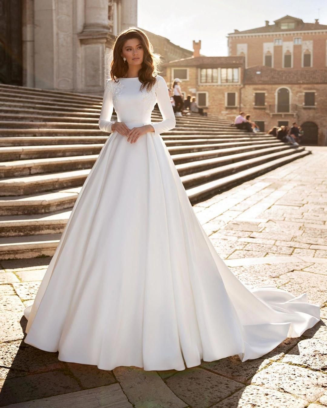 long sleeve simple wedding dress