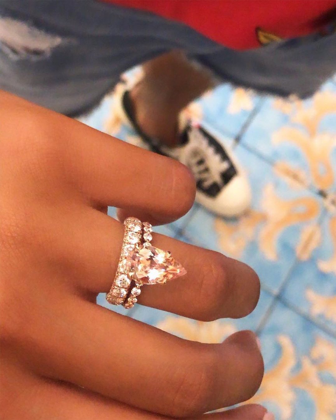 morganite engagement rings pear cut ring wedding ring set