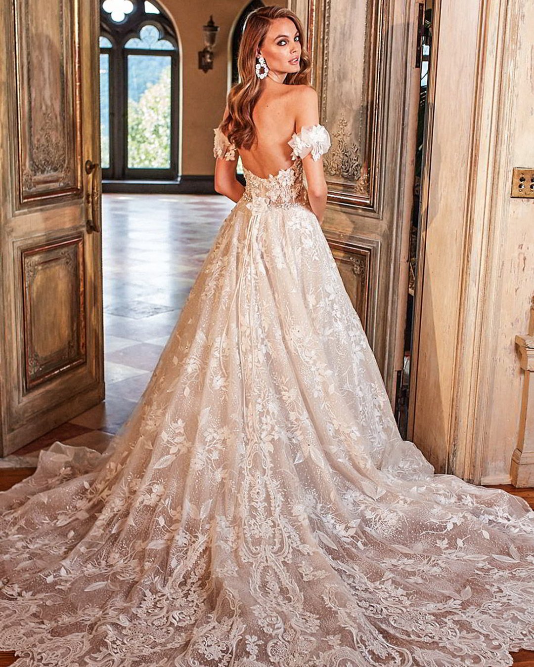 off the shoulder wedding dresses a line lace with train eve of milady