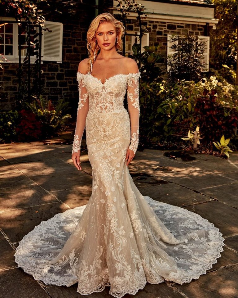 off shoulder a shape gown