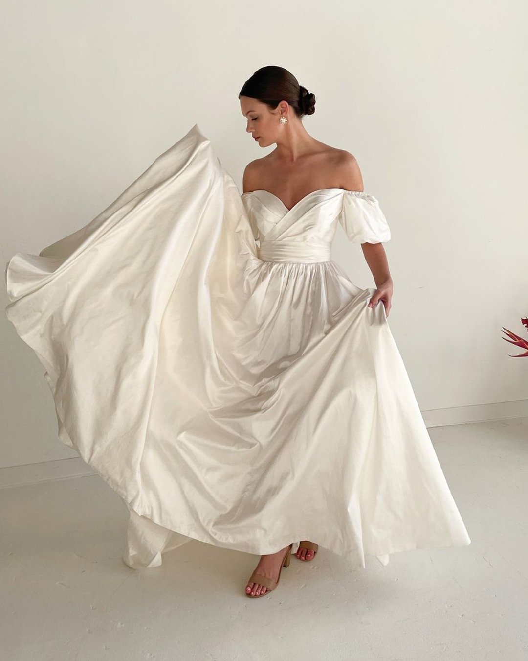 simple off shoulder wedding gown