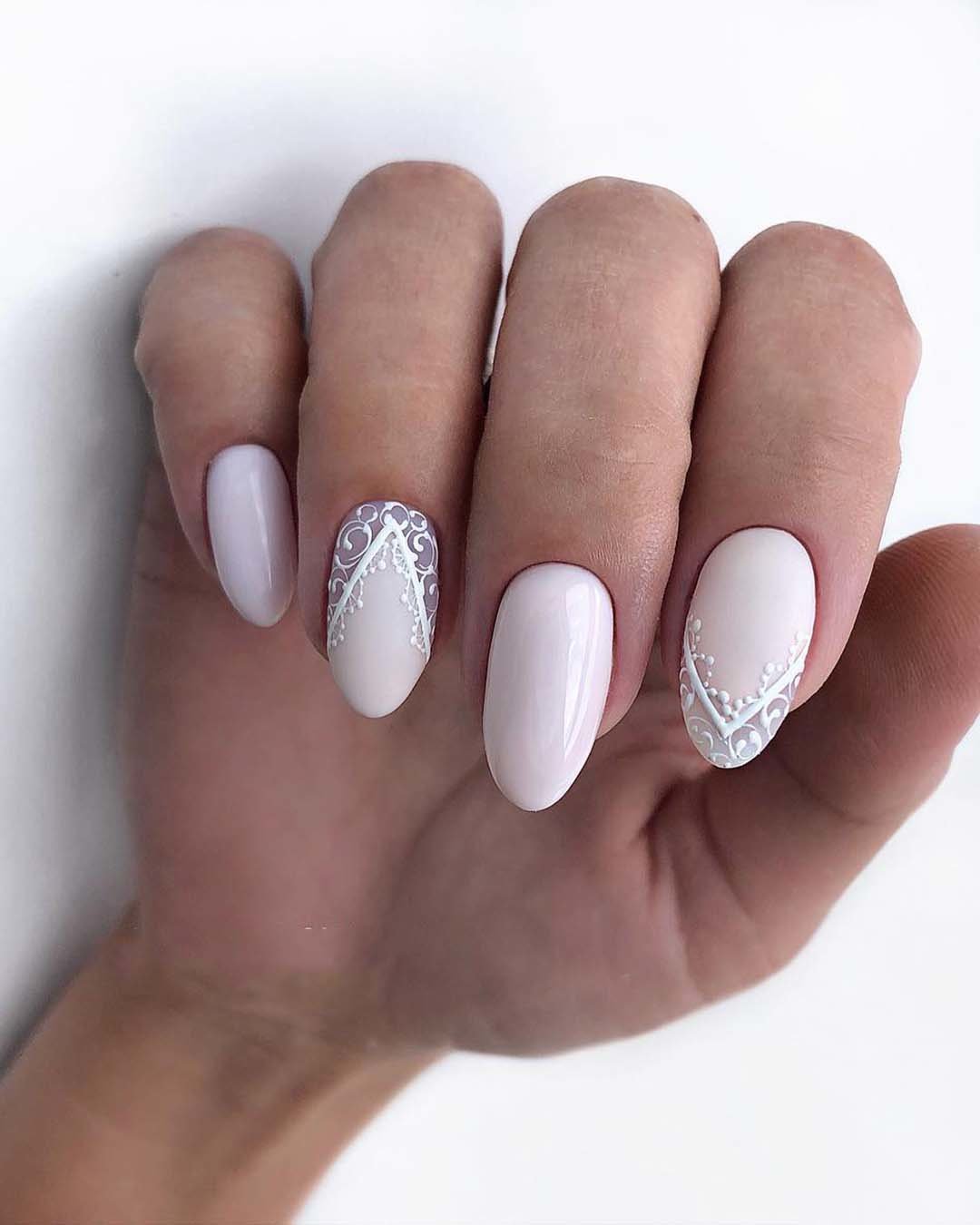 pinterest nails white pink with lace decor nailartist_natali