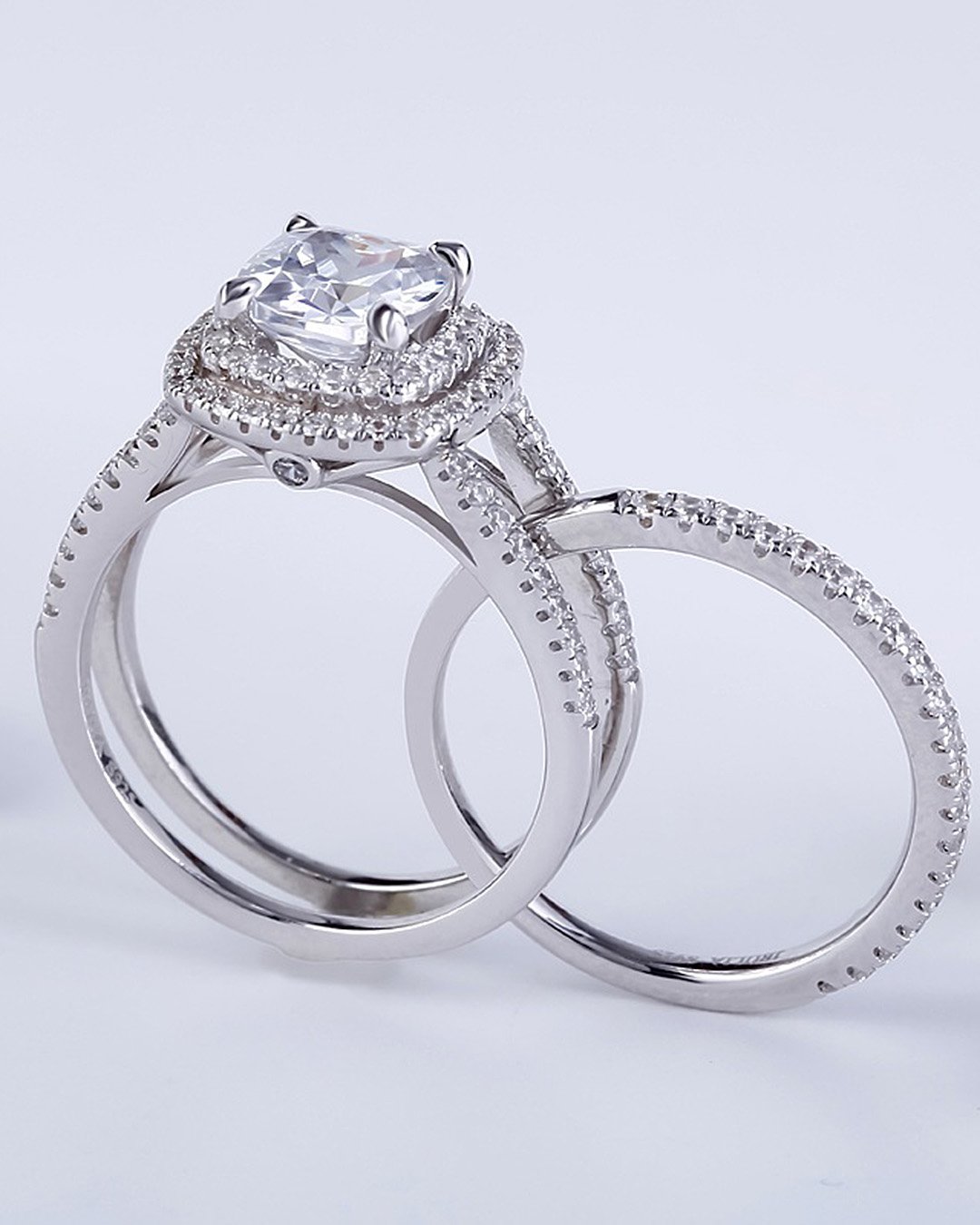 rings 2021 modern bridal set white gold