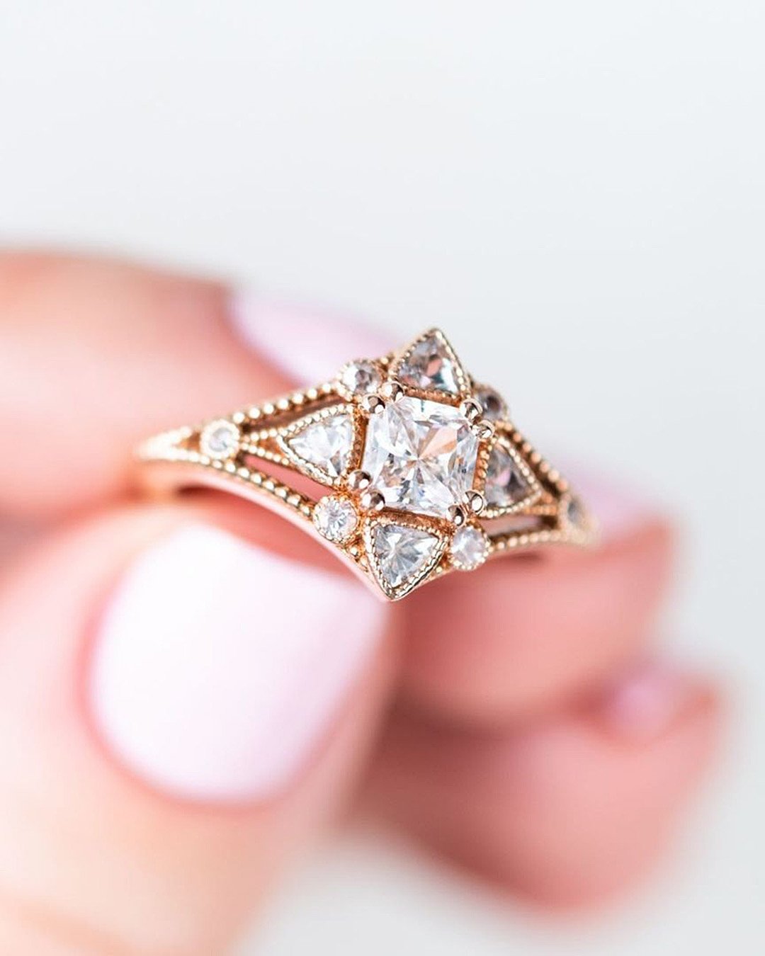 rings 2021 princess cut diamond details rose gold