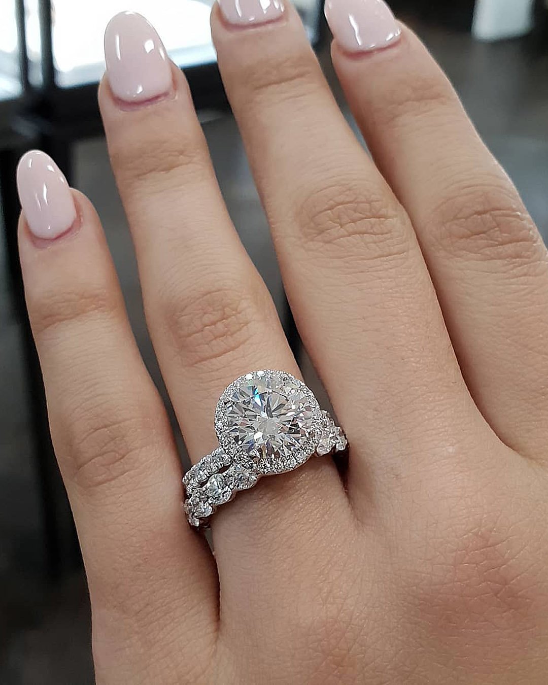 rings 2021 wedding set round cut halo diamond