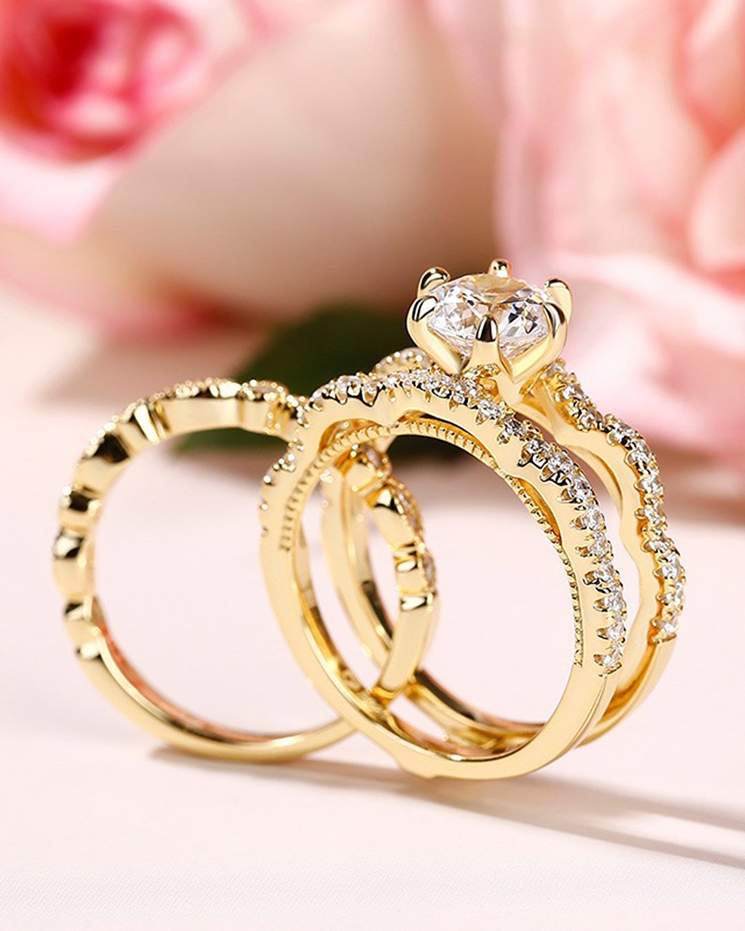 rings 2021 yellow gold unique wedding set
