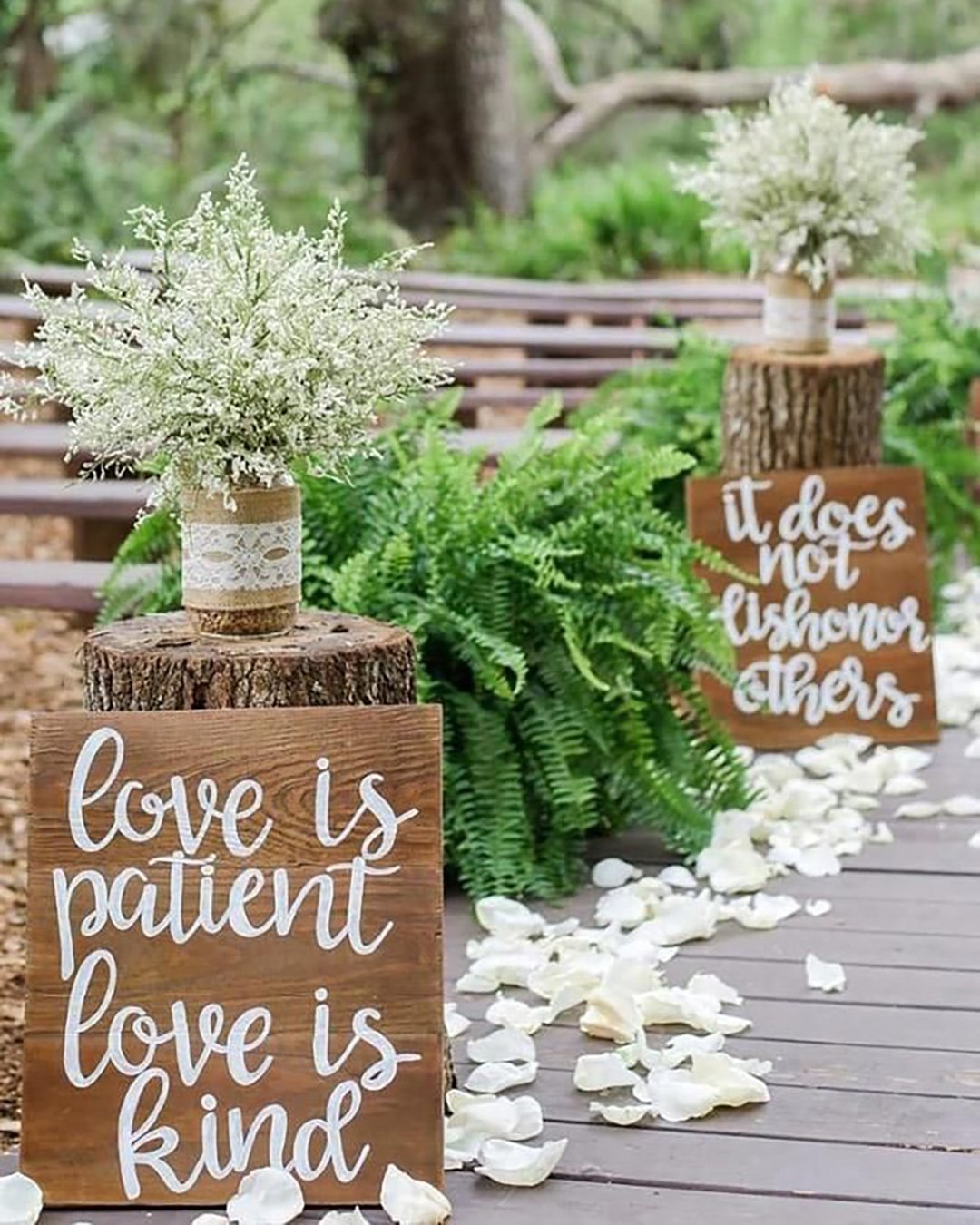 rustic wedding decor aisle decorated greenery and wood crosscreekranchfl via instagram