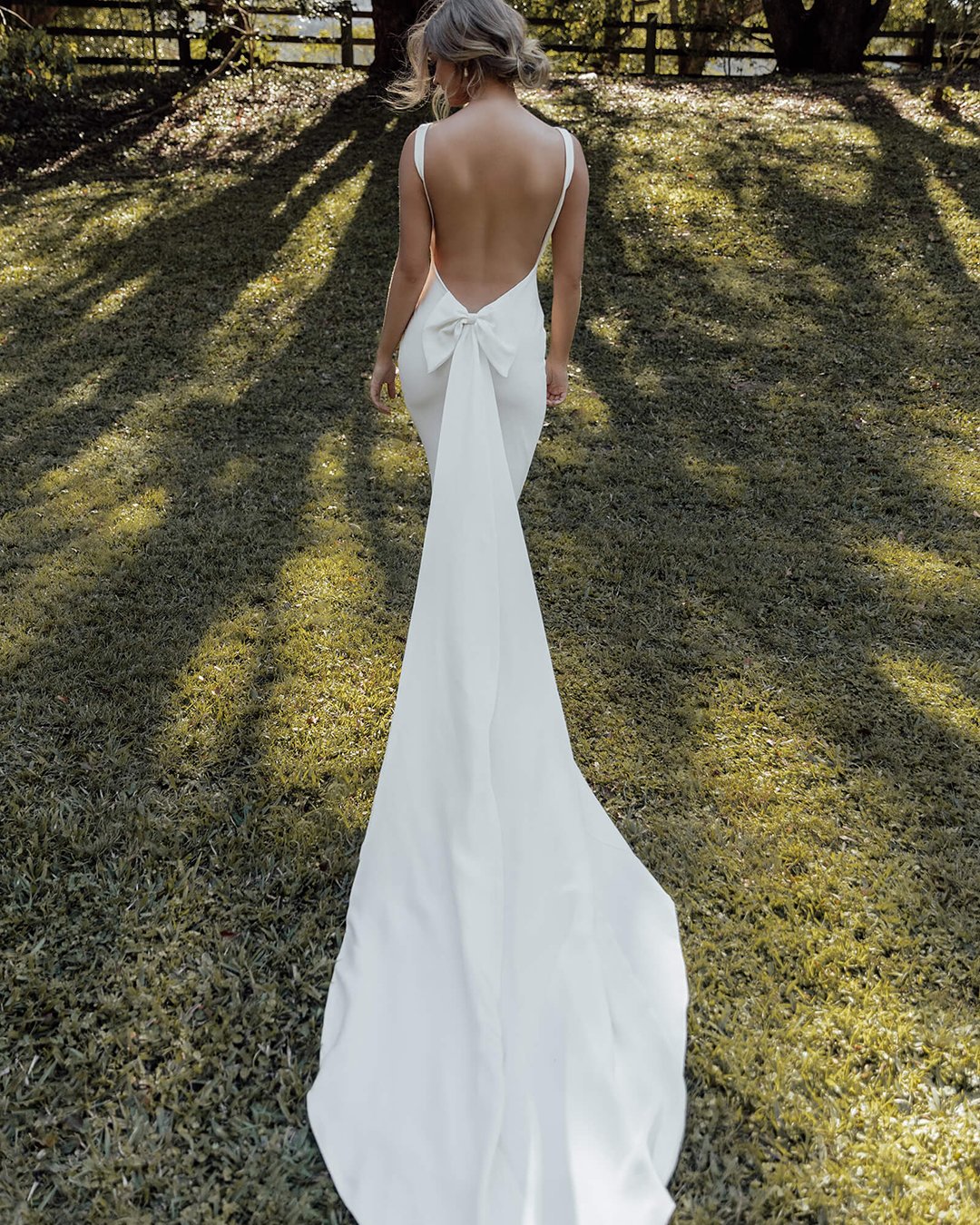 sexy wedding dresses ideas simple backless with bow boho grace
