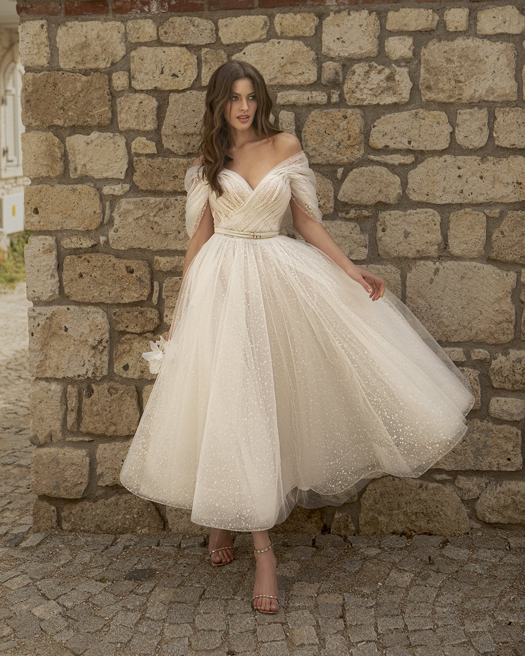 mid length lace wedding dress