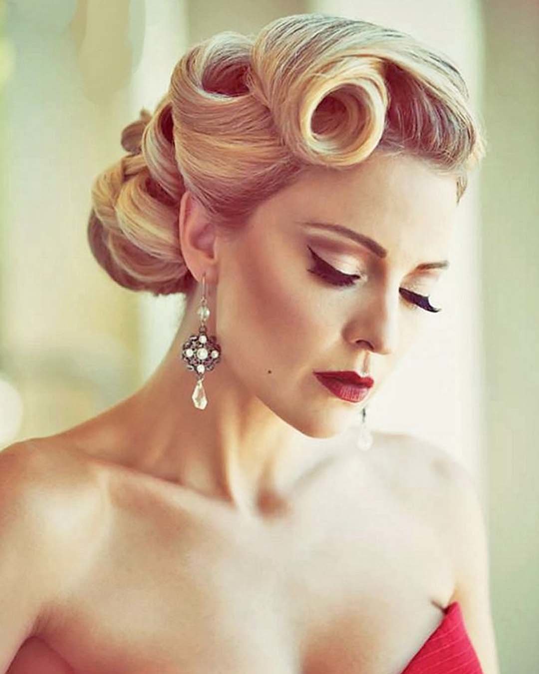 vintage wedding hairstyles low updo with curly rolls robert coppa photography