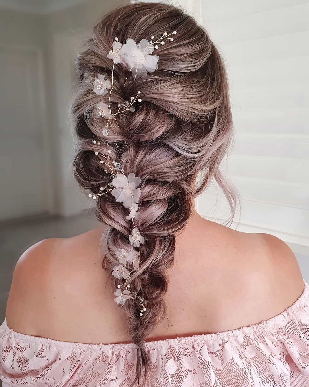 wedding hairstyles for medium hair cascading braid cathughesxo