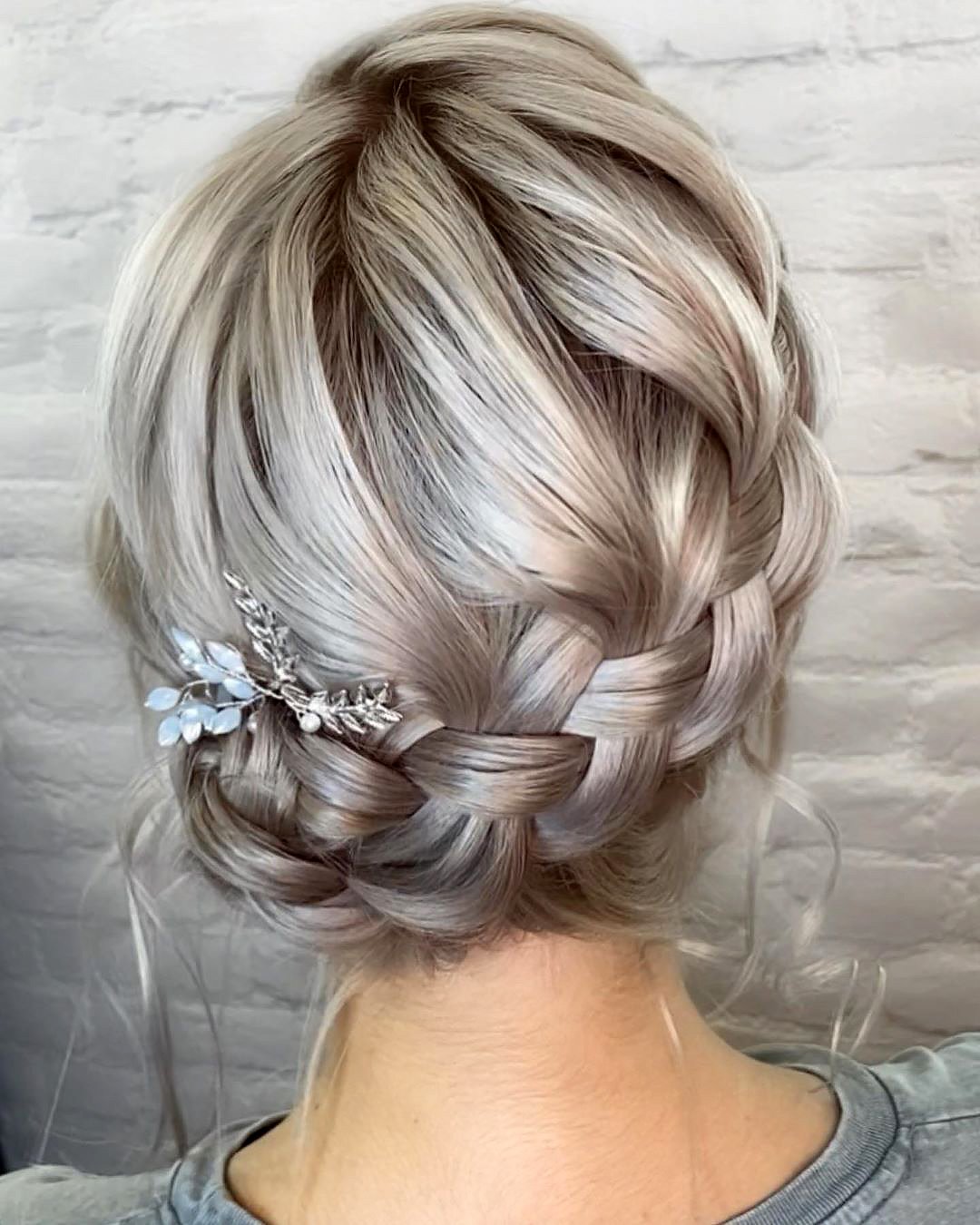 wedding hairstyles for thin hair blonde braided halo lenabogucharskaya