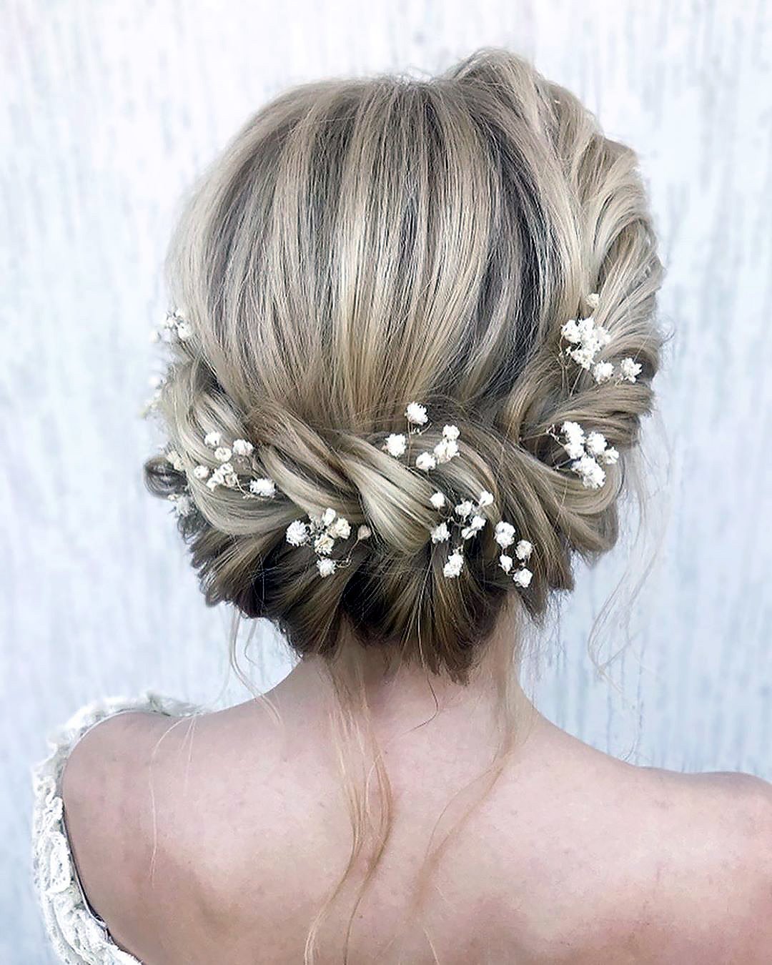 wedding hairstyles for thin hair curly baby breath halo julia_alesionok