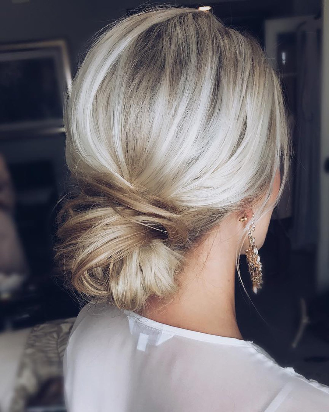 wedding hairstyles for thin hair simple low messy chignon ashandcobridalhair