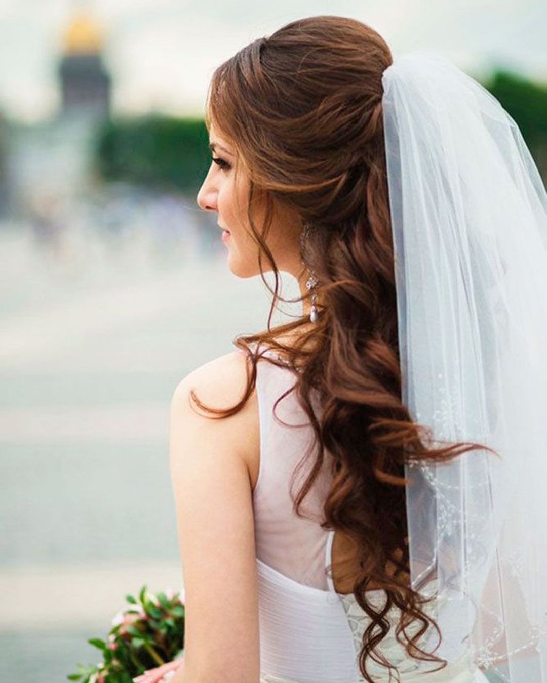 wedding hairstyles with veil half up half down youri sokolov