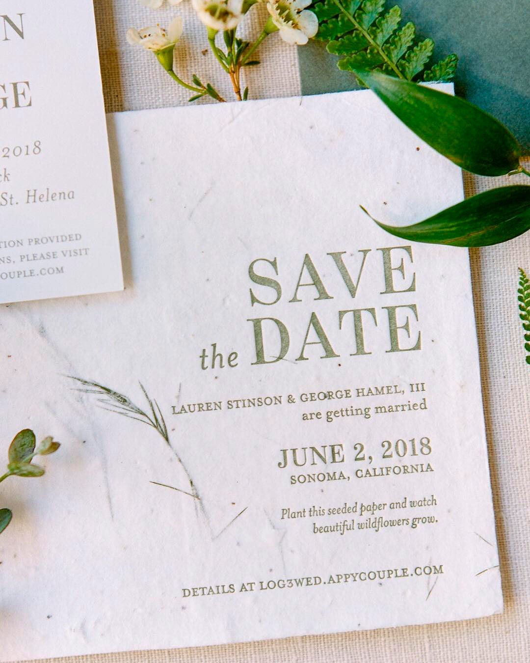 wedding save the dates plant paper
